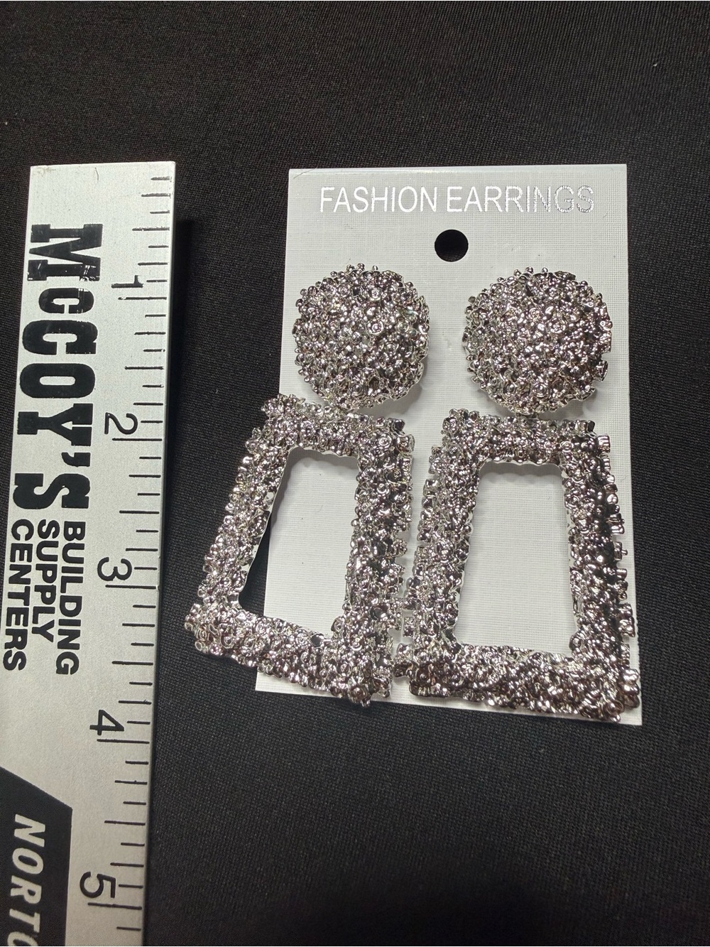 Source Unknown Sparkling Silver Rectangular Drop Earrings